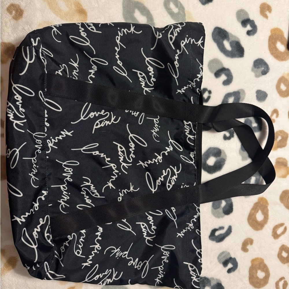 Victoria's Secret PINK Logo Tote Bag  - Black Love Pink Script